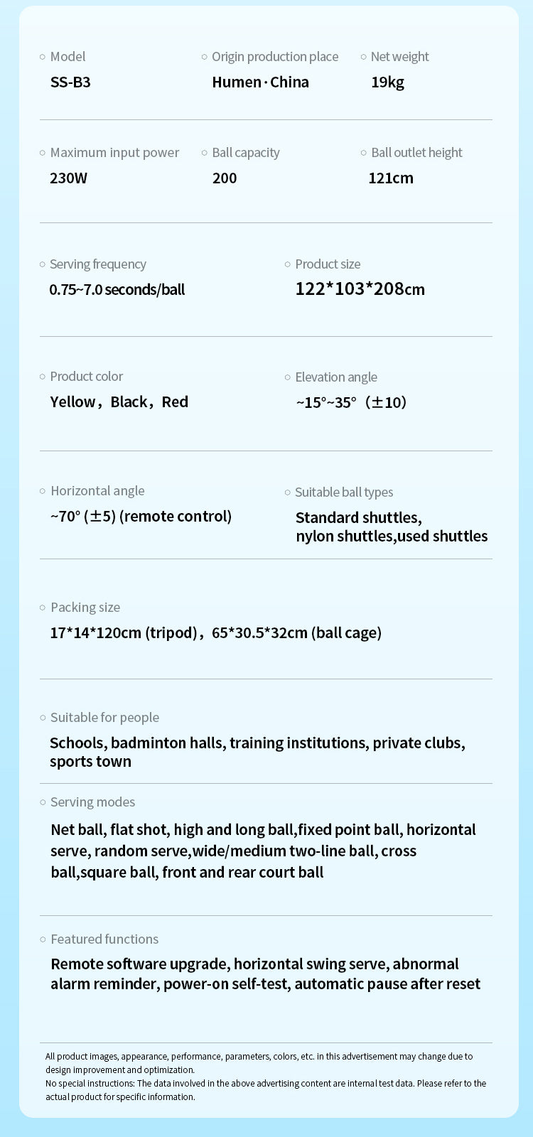 SIBOASI B3 Badminton Machine