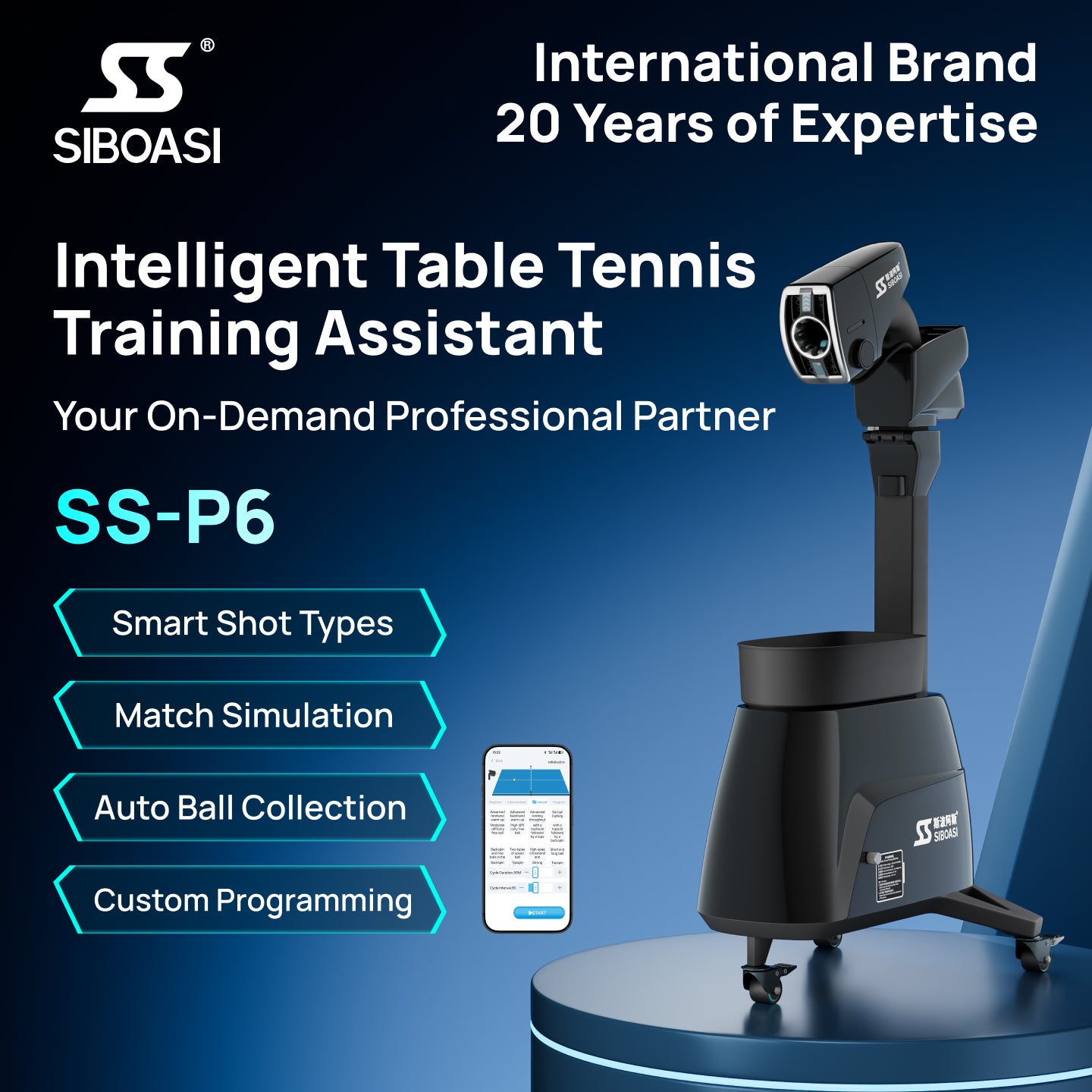 SIBOASI P6 Table Tennis Machine (SS-P6)