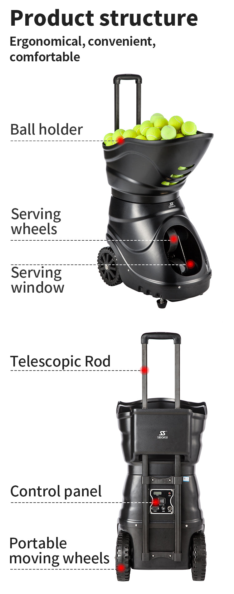 SIBOASI T2202A Tennis Ball Machine