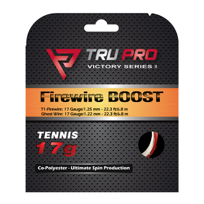 TRU PRO FIREWIRE BOOST Hybrid Tennis String Set (2 x 20.7 ft / 6.8 m) RED/WHITE